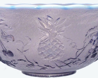 Vintage Westmoreland Elegant Lilac Opalescent Glass Three Fruits Pattern 13"d Punch Bowl
