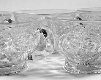 Antique 1920s Mckee Clear Glass Rock Crystal Pattern Punch Cup (Set Of 5)