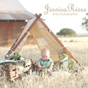 Kids photography props A tent frame patchwork cover, outdoor childres photoshoot prop in beige/neutral theme