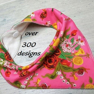 Baby bib-set of 5 organic bandana  bib for boys and girls-stylish, modern baby drool bib with organic terry cloth backing