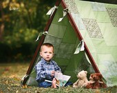 Tent cover, kids photo prop, patchwork tent cover for outdoor photograpy, childres photo prop in green theme