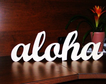 aloha handmade wood sign - wall decoration for vintage or modern decor