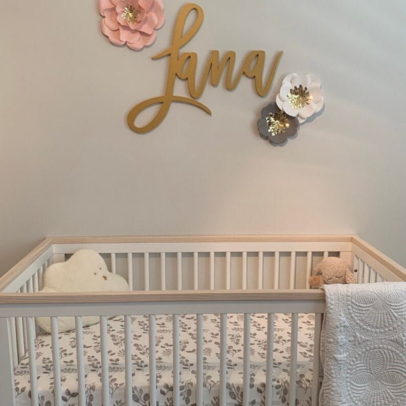 Wooden Gold Name Sign Wall Hanging Nursery Name Above Crib Etsy