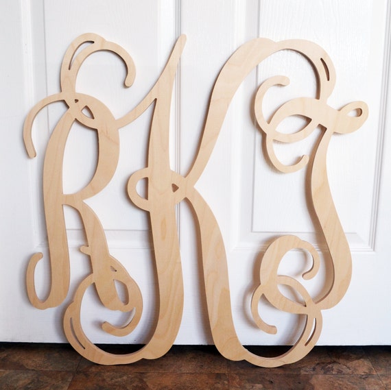 20 Inch Wooden Monogram Letters Vine Font Guest Book Diy Image 0