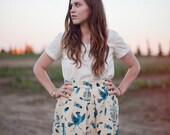 Cat and Bird Skirt with Pockets