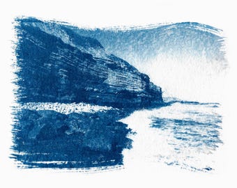 Ocean Beach Cyanotype Print