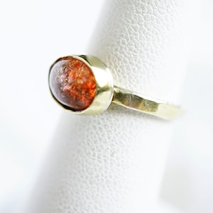 Hand Hammered Brass Sunstone Ring