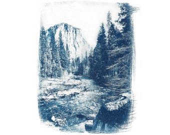El Cap Riverbed Cyanotype Print