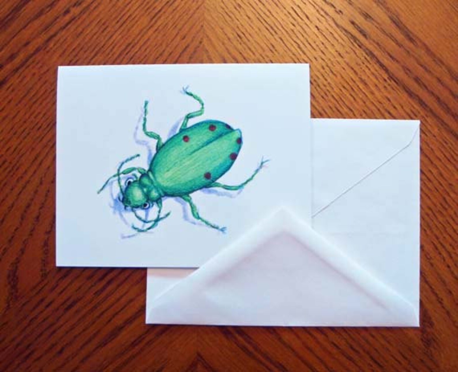 Bug Note Cards Beetle Insect Set of 4 Etsy