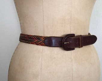 Multicolored Woven Leather Belt - 1990s