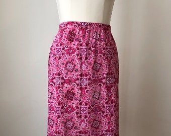 Bright Pink Floral Print Mini Skirt - 1990s