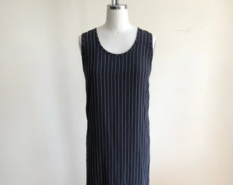 Sleeveless Blackened Tan Pin Stripe Sandwashed Silk Maxi Dress by Michael Kors - 1980s