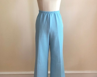 Pantalones de punto azul claro y blanco - 1970s