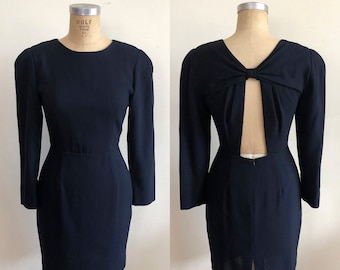 Anthropologie Black Midi Dress - Elegant Cutout Back (size M) - Etsy