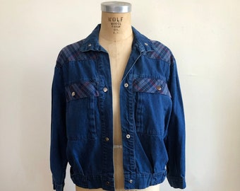 Plaid Denim Jacket - 1980s