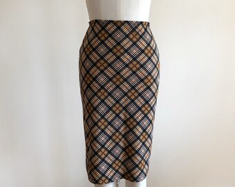 bias cut plaid skirt