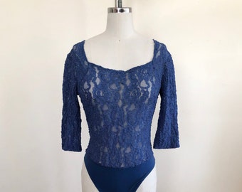 Blue Lace Bodysuit - 1990s