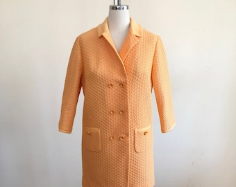 Orange Textured Woven Two-Piece Skirt Suit - 1960s