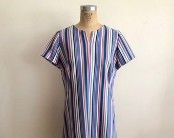 Multicolored Stripe Midi-Dress - 1970s