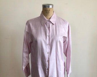 Pale Pink/Lavender Raw Silk Blouse - 1990s