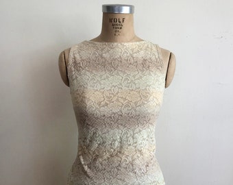 Pale Yellow Ombre Striped Lace and Sequin Top - Late 1990s/Early 2000s