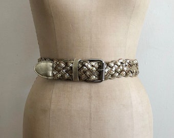 Gold Sequined Braided Belt - 1980s