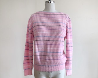 Light Pink Striped Sweater - 1980s