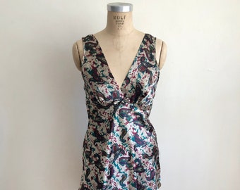 Paisley Print Satin Slip - 1980s