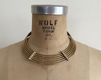 Gold-Toned Concentric Circle Metal Collar - 1970s