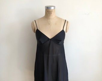 Black Satin and Chiffon Babydoll - 1990s