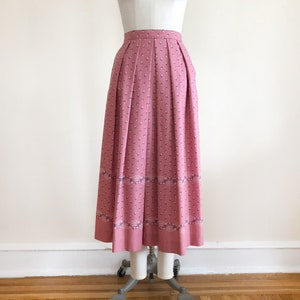 Pink and Blue Floral Print Midi-Skirt By Lanz 1980s image 1