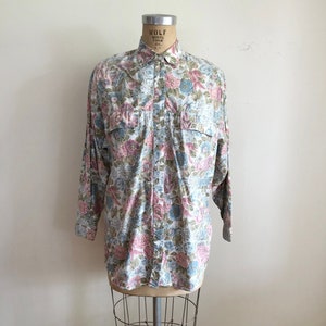 Oversized Floral Print Cotton Shirt 1980s image 1