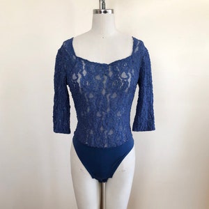 Blue Lace Bodysuit 1990s image 1