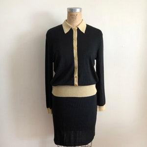 Black and Gold Knit Matching Top and Skirt Set 1990s image 1