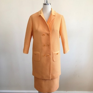 Orange Textured Woven Two-Piece Skirt Suit 1960s image 1
