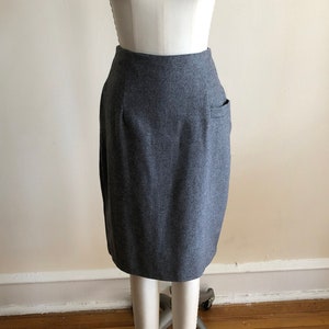 Grey Wool-Blend Pencil Skirt - 1980s