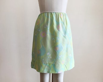 Pale Green Floral Print Half Slip - 1960s