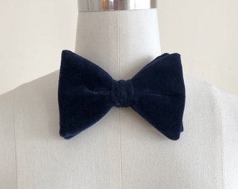 Navy Velveteen Bowtie - 1980s