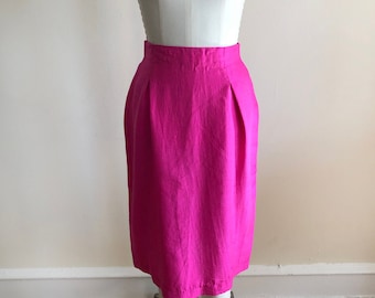 Bright Pink Silk Skirt - 1980s