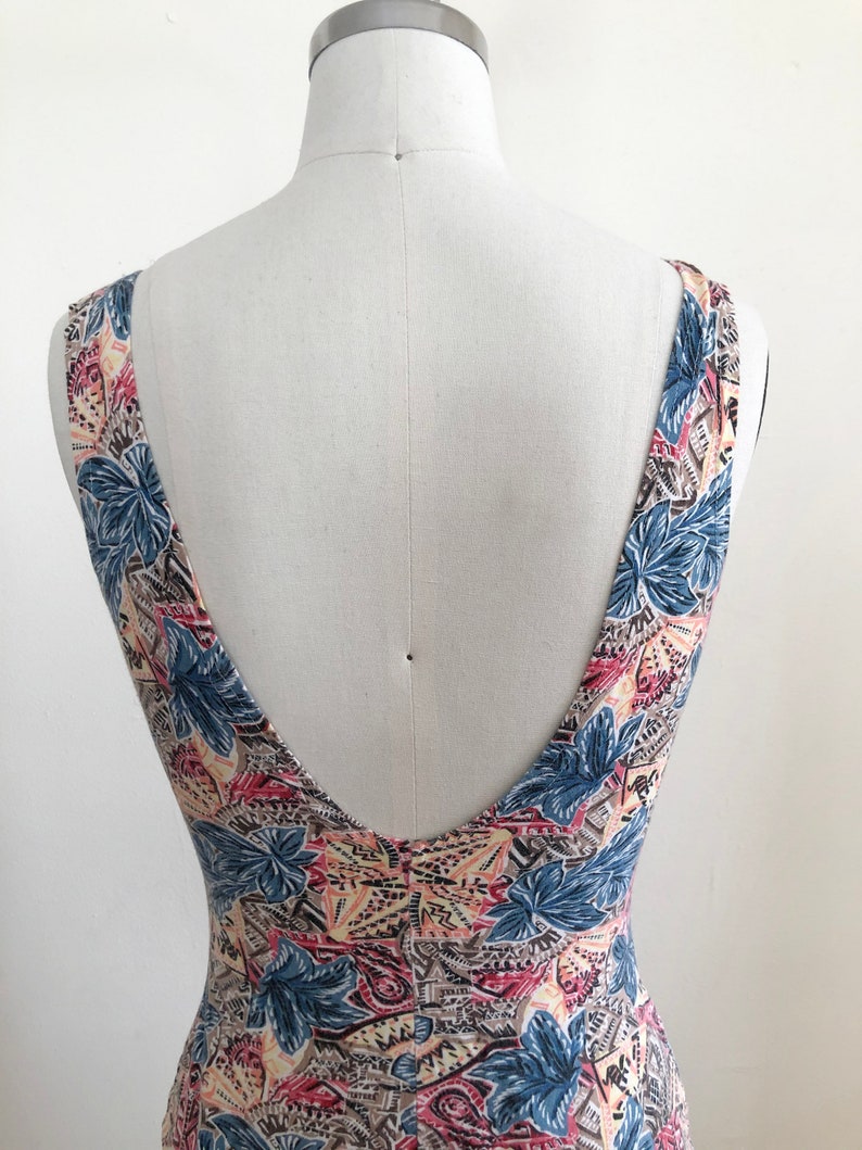 Florales/Conversational Print Body-Con Mini-Kleid 1980er Jahre Bild 5