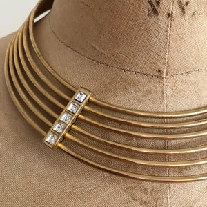 Gold-Toned Concentric Circle Metal Collar 1970s image 3