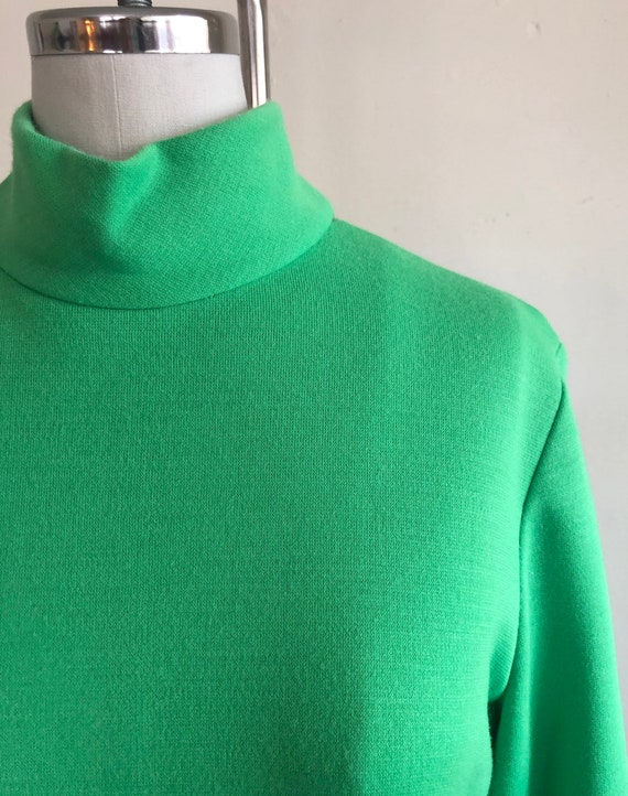 Lime Green Mock-Neck Knit Maxi Dress - 1970s - image 3