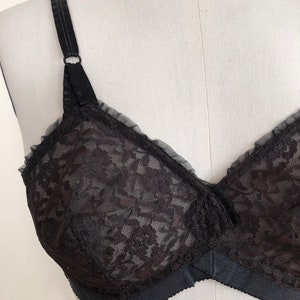 Sheer Black Lace Soft-Cup Bullet Bra 1950s image 3