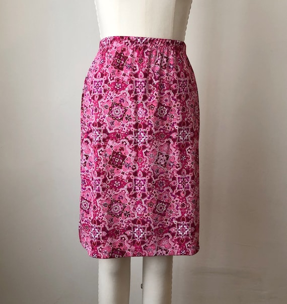 Bright Pink Floral Print Mini Skirt - 1990s