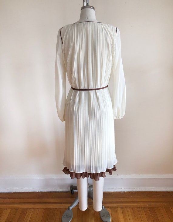 70's Cream and Brown Floor Length Dress main image 1