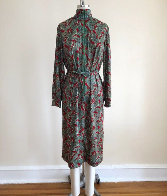 green paisley dress