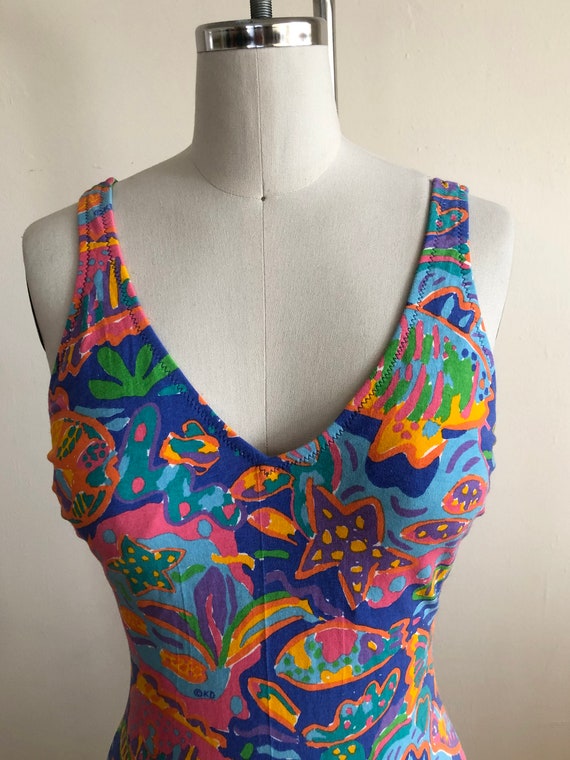 Colorful Fish Print Swimsuit/Bodysuit - 1980s - image 2