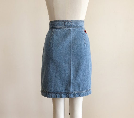 Light Blue Denim Wrap Skirt - 1990s - image 4