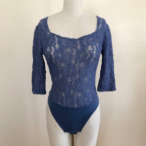 Blue Lace Bodysuit 1990s image 3