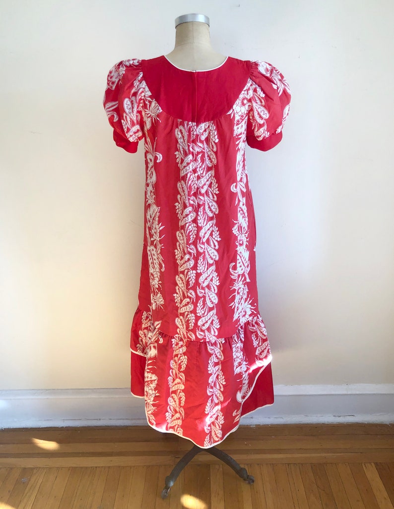 Red and White Floral Print MuuMuu 1970s image 4